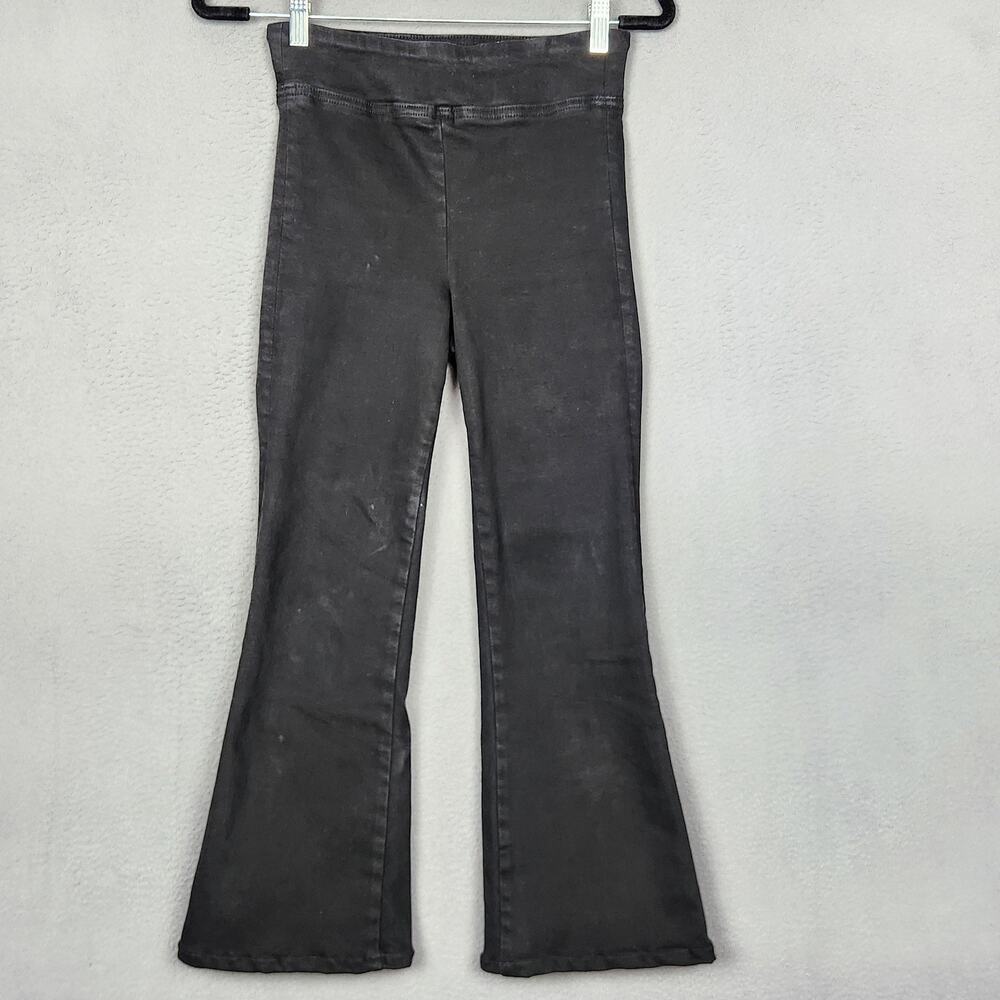 Frame Pants Womens Medium Black Jetset Crop Mini Boot Sheen Noir Stretch Flare
